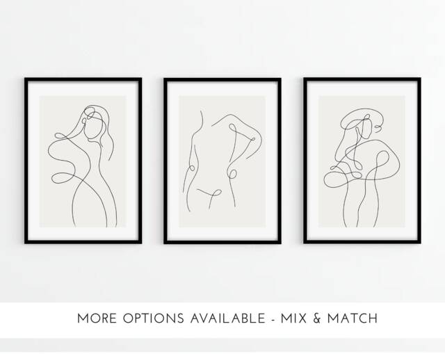 Woman Line Art Print Set Of 6, Neutral Home Decor - image 1