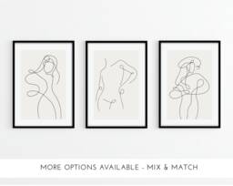 Woman Line Art Print Set Of 6, Neutral Home Decor - thumbnail 1