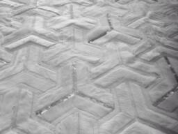 Patchwork Cowhide Rug, Free Shipping - Model Mirage/Valle Luna, Mix Of Whites, Creams & Silver Metallic Accents 5'x7'
