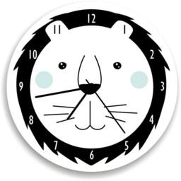 Lion Wall Clock - Kids Room Decor-Black & White Nursery Nursery Art Bedroom Decor