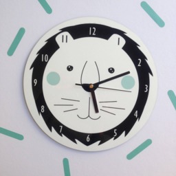 Lion Wall Clock - Kids Room Decor-Black & White Nursery Nursery Art Bedroom Decor - thumbnail 2
