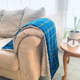 Handmade Nova Scotia Tartan Plaid Blanket, Luxe Minky Throw - 50x60 - thumbnail 2