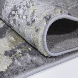 New Modern Ochre Gold Silver Grey Splash Design Rug Colourful Silky Soft Good Quality Floor Area Mats UK - thumbnail 2
