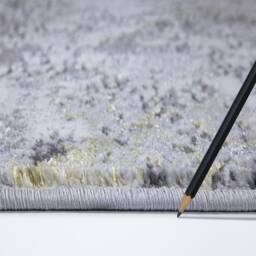New Modern Ochre Gold Silver Grey Splash Design Rug Colourful Silky Soft Good Quality Floor Area Mats UK - thumbnail 3