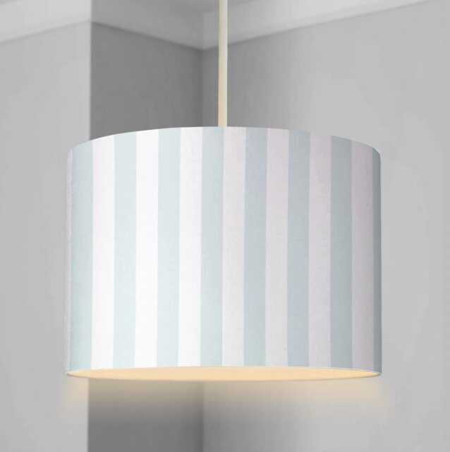 Lampshade - Nursery Ceiling Blue Stripes Lampshade Or Table Lampshade Childrens Room Round Lampshade, Stripe Decor - image 1