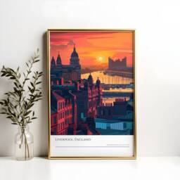 Liverpool Sunset Art Print England Travel Poster - thumbnail 2