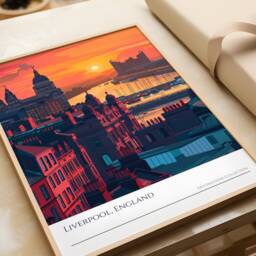 Liverpool Sunset Art Print England Travel Poster - thumbnail 3