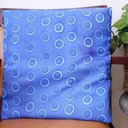 Hand Painted Silk Cushion Cover in Light & Dark Blue With A Rustic Circular Pattern. Ooak Original Designed Homeware. Gift For The Home - thumbnail 3