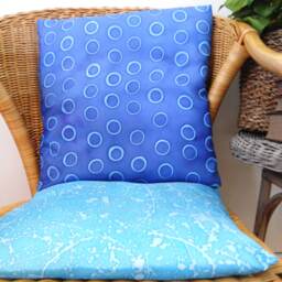 Hand Painted Silk Cushion Cover in Light & Dark Blue With A Rustic Circular Pattern. Ooak Original Designed Homeware. Gift For The Home - thumbnail 4