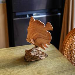 Wooden Fish Statue 8 Inch/20 cm, Table Decor, Statue, Nature Sculpture, Living Room, Home Room Gift For Her - thumbnail 3