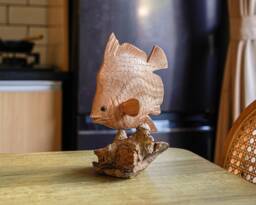 Wooden Fish Statue 8 Inch/20 cm, Table Decor, Statue, Nature Sculpture, Living Room, Home Room Gift For Her - thumbnail 1