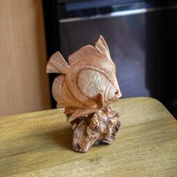 Wooden Fish Statue 8 Inch/20 cm, Table Decor, Statue, Nature Sculpture, Living Room, Home Room Gift For Her - thumbnail 2