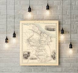 1851 British Guayana Guiana Map Old Of Style Giant Wall Map, Housewarming Gift Idea Costal Art Print - thumbnail 1