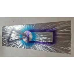 Modern Abstract Metal Wall Art, Silver Grey Teal Purple, Indoor/Outdoor - thumbnail 2