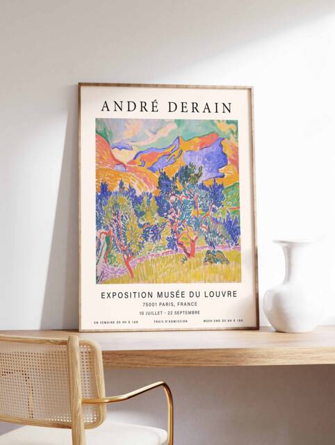 Andre Derain Exhibition Poster, Mountains At Collioure, French Expressionist Print, Fauvist Wall Art, Scenery & Nature A1/A2/A2/A3 - image 1