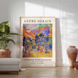 Andre Derain Exhibition Poster, Mountains At Collioure, French Expressionist Print, Fauvist Wall Art, Scenery & Nature A1/A2/A2/A3 - thumbnail 2