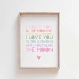 I Love You in The Morning & Afternoon, Girls Nursery Prints, Bedroom Decor, Wall Art, Rainbow Pastel Colours - thumbnail 1