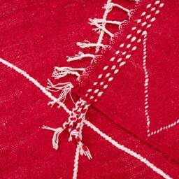 Handmade Red Zanafi Kilim Rug Moroccan Berber Cotton Carpet - 7x10 Ft - thumbnail 4
