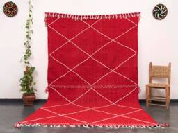 Handmade Red Zanafi Kilim Rug Moroccan Berber Cotton Carpet - 7x10 Ft