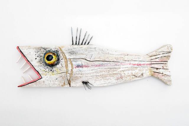 Reclaimed Wood Fish Sculpture - Rustic Coastal Wall Art, Handmade Spain - image 1