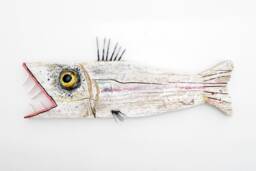 Reclaimed Wood Fish Sculpture - Rustic Coastal Wall Art, Handmade Spain - thumbnail 1