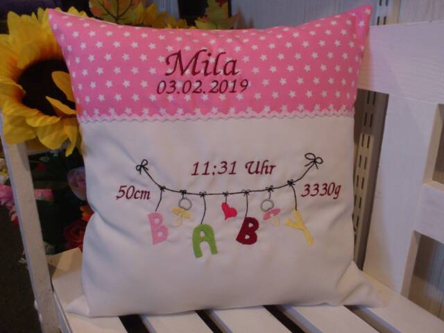 Pillow With Name For Birth - Baby Clothesline Pink 07 - image 1