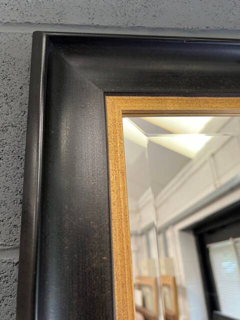 Handcrafted Black & Gold Solid Wood Wall Mirror - Artisan Home Decor - image 1