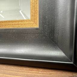 Handcrafted Black & Gold Solid Wood Wall Mirror - Artisan Home Decor - thumbnail 3