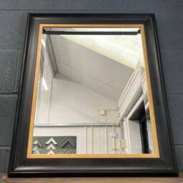 Handcrafted Black & Gold Solid Wood Wall Mirror - Artisan Home Decor - thumbnail 2