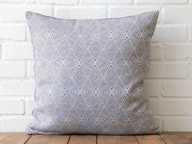Blue Diamonds, Solid Linen Accent Pillow - image 1