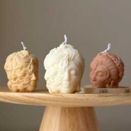 Sculptural Lady Head Candle - Handmade Soy Wax Decor - thumbnail 1