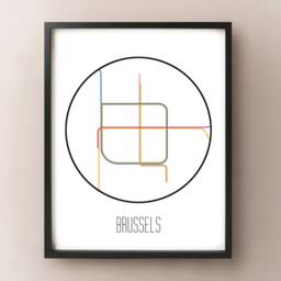 Brussels, Belgium - Minimalist Metro Subway Art Print M??tro De Bruxelles - thumbnail 2