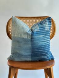 Indigo Neutral Tribal Hemp Hand Woven Natural Dye Color Lumbar Pillow Cover - thumbnail 1