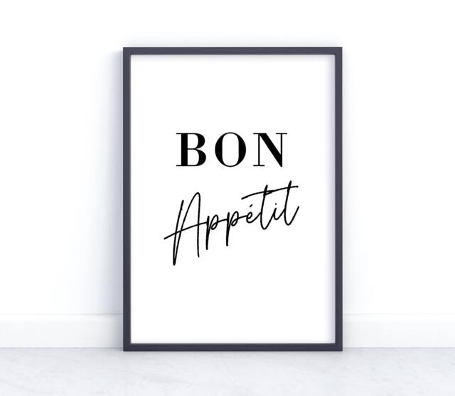 Bon Appetit Print, Kitchen Decor, Wall Prints, Home Poster, Food, Sign, A5 A4 8x10