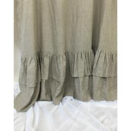 Dark Linen Shower Curtains With Double Layers Of Mermaid Long Ruffles, 72x72, 72x85, 72x94, Or Custom Size - thumbnail 3