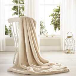 Beige Faux Fur Cushion Creamy Square Pillow, Vegan Suede Reverse - thumbnail 3