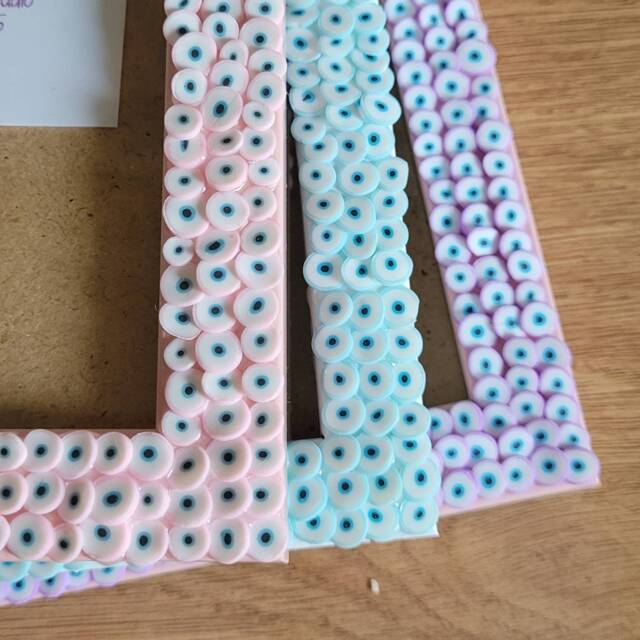 Pastel Coloured Evil Eye Fimo Slice Photo Frame 4 X 6 Inches - image 1