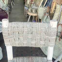 Moroccan Bar Stool, Handwoven Palm Leaf Cord Seat - thumbnail 3