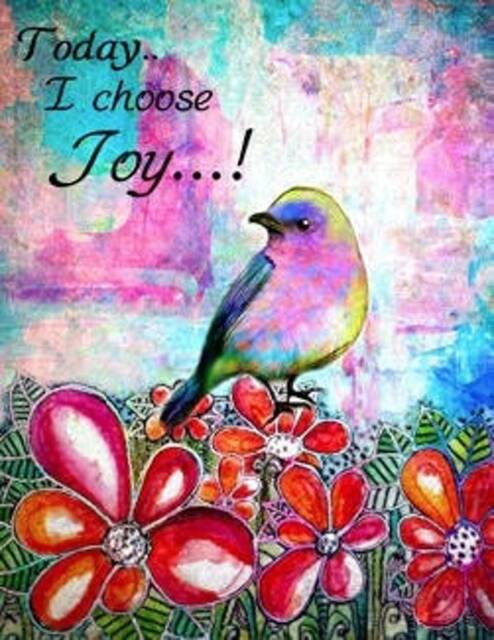 Today I Choose Joy Bird Art Print Original Digital & Watercolor Collage Tree 8 X 10