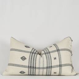 Heena Fringe Cotton - White & Black Pillow Cover - thumbnail 3