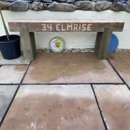 3 Seater Custom Engraved Wooden Rustic Garden Bench Sleeper Seat Outdoor Patio - thumbnail 2