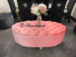 Handmade Chesterfield Exclusive Oval Shape Footstool Coffee Table - thumbnail 1