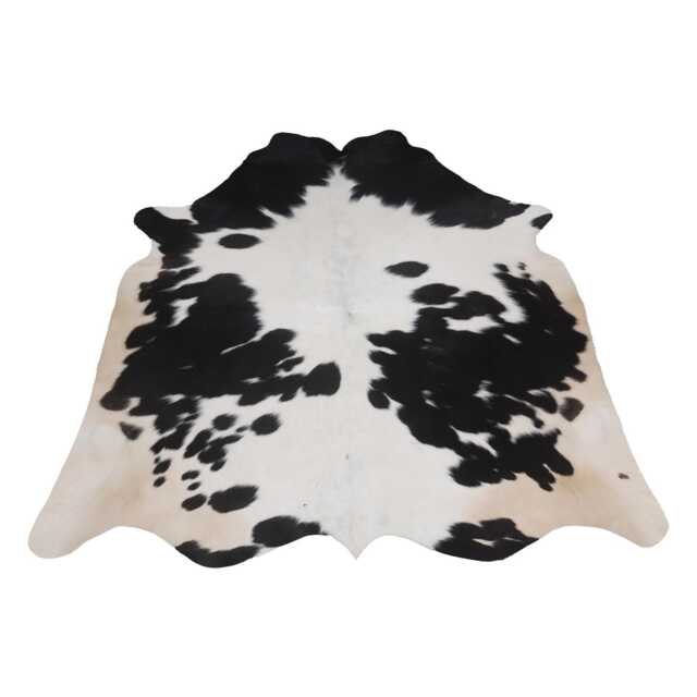 Genuine Black & White Cowhide Rug - Medium Natural Leather For Stylish Home Decor - image 1