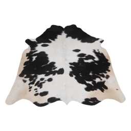 Genuine Black & White Cowhide Rug - Medium Natural Leather For Stylish Home Decor - thumbnail 1