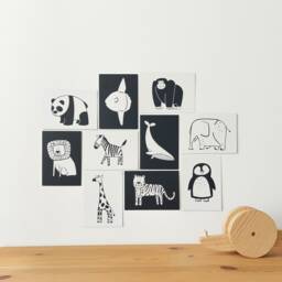 High Contrast Newborn Cards - Black & White Flashcards Stimulation Animal Art For Babies Nursery Wall Decor - thumbnail 4