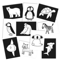 High Contrast Newborn Cards - Black & White Flashcards Stimulation Animal Art For Babies Nursery Wall Decor - thumbnail 3