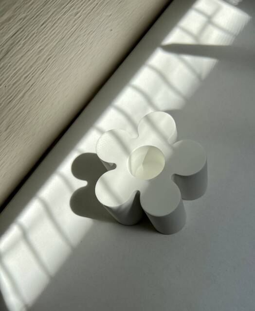 Flower Candle Stick Holder Hand Poured Stone Decor - image 1