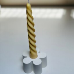 Flower Candle Stick Holder Hand Poured Stone Decor - thumbnail 3