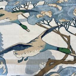 Mulberry Flying Ducks Oxfordedge Blue Neutral Cream Luxury Cushion Pillow Cover - thumbnail 3