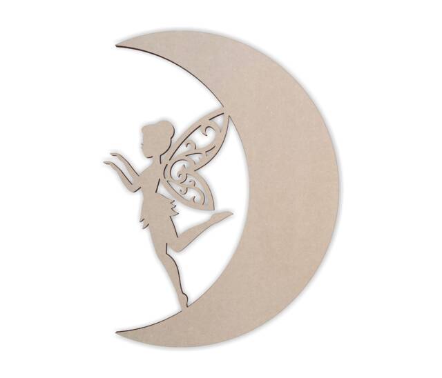 Fairy On Moon - Wooden Cutout Wall Art Unfinished Home Decor - image 1